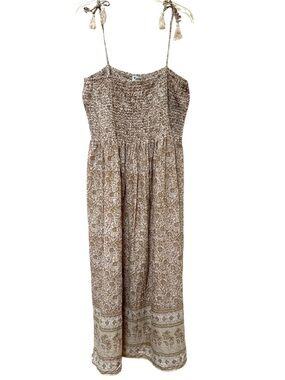 Karni Smocked Maxi Dress Spaghetti Straps Made in India 100% Cotton Size 3X
